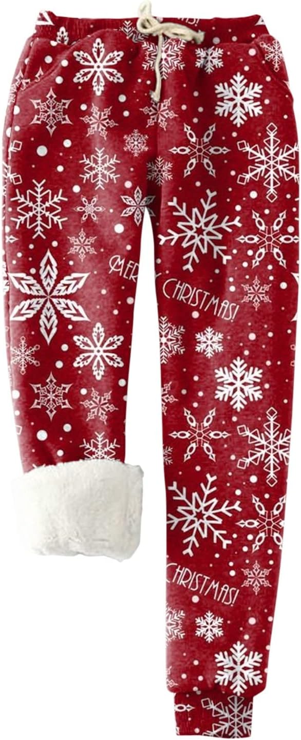 Christmas Print Womens Winter Jogger Pants