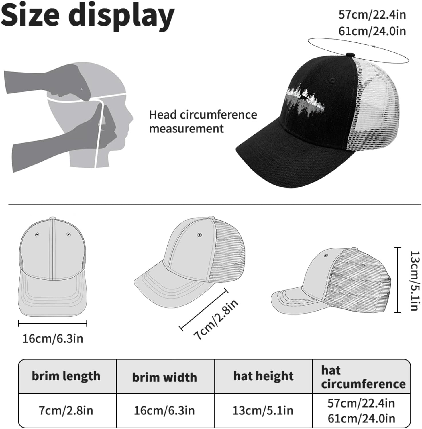 Trees Reflection Wildlife Bear Trucker Hat for Women
