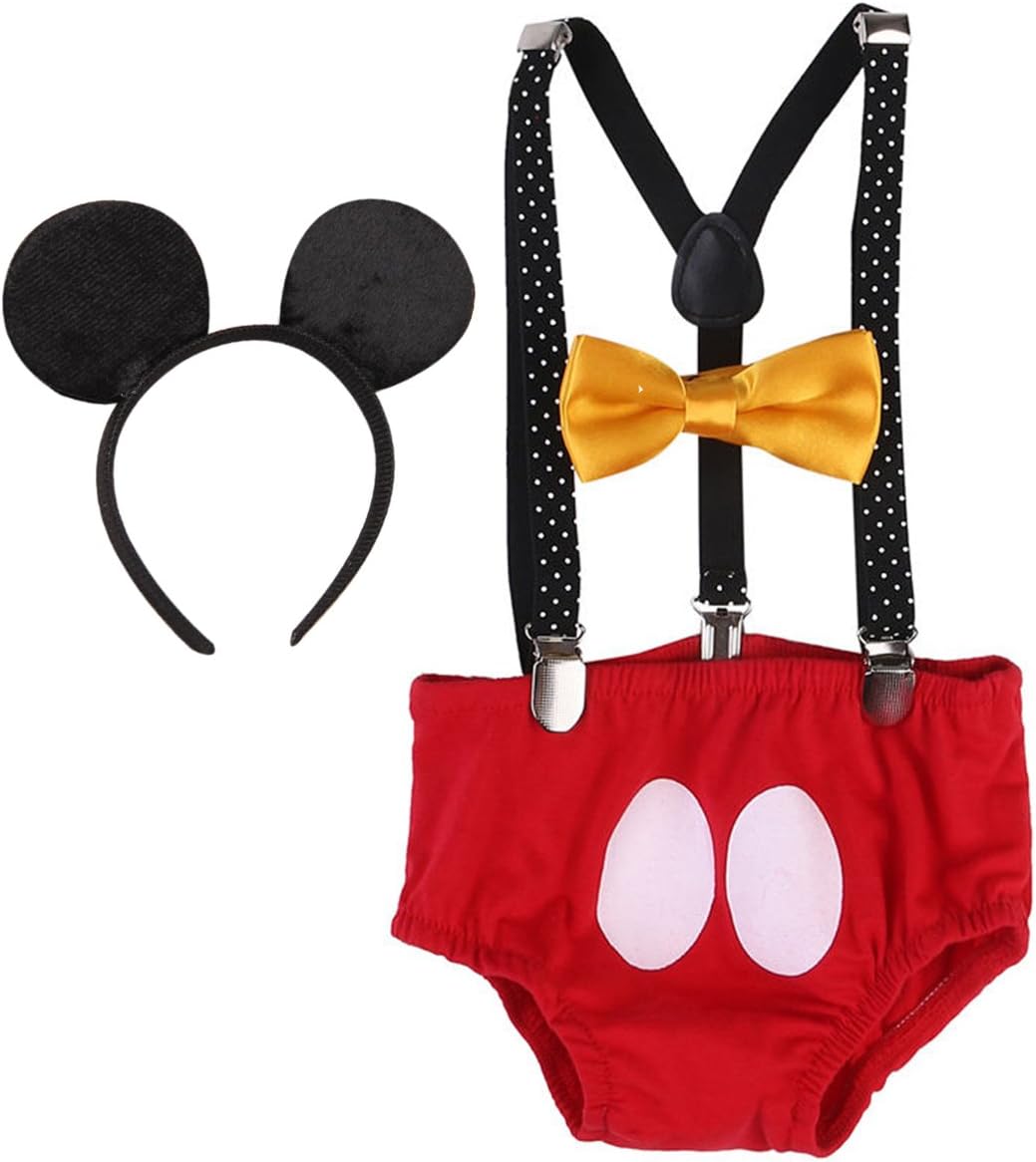 Perfect for 1st Birthday - Y-Back Suspenders with Bow Tie Set