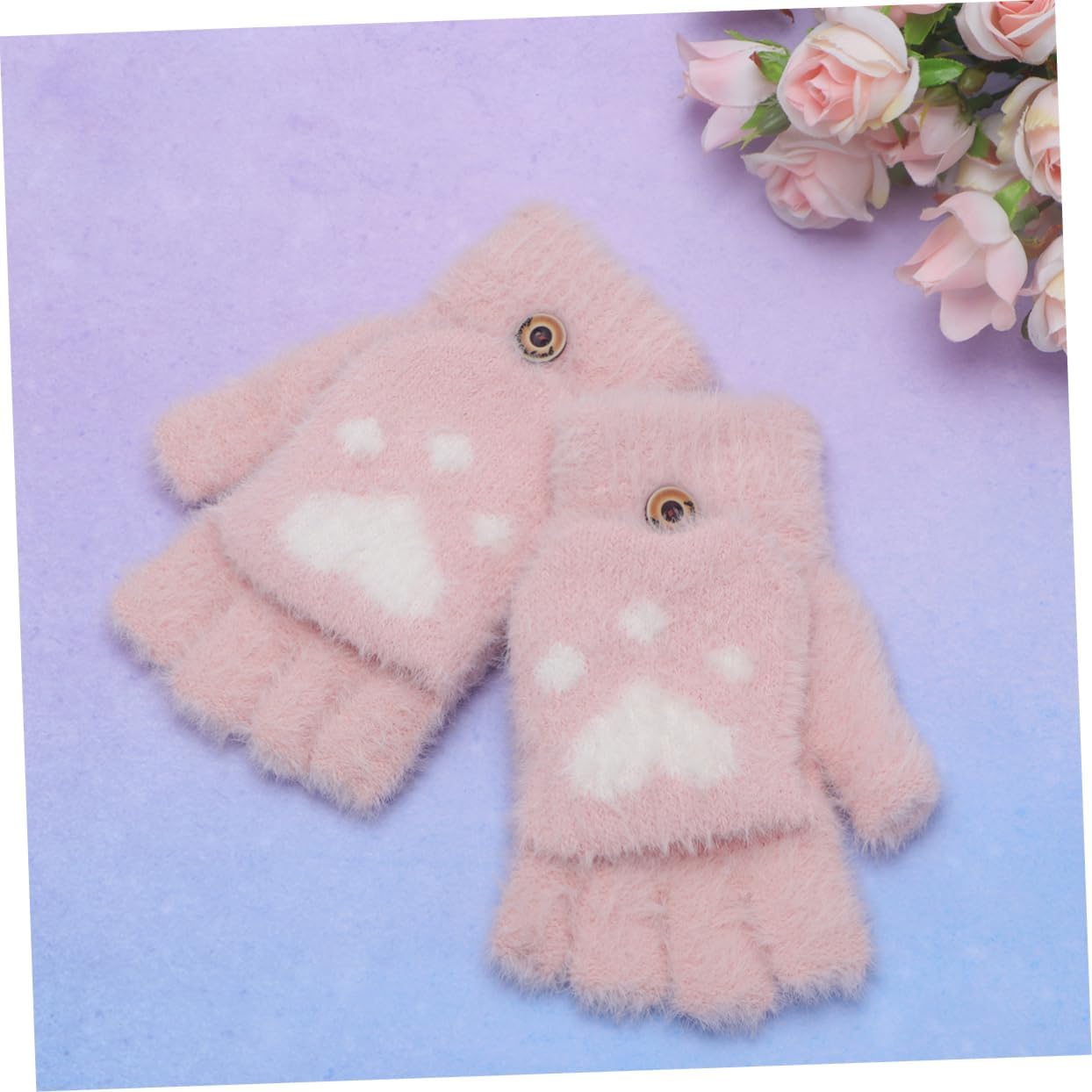 Homoyoyo Plush Half Finger Gloves for Winter