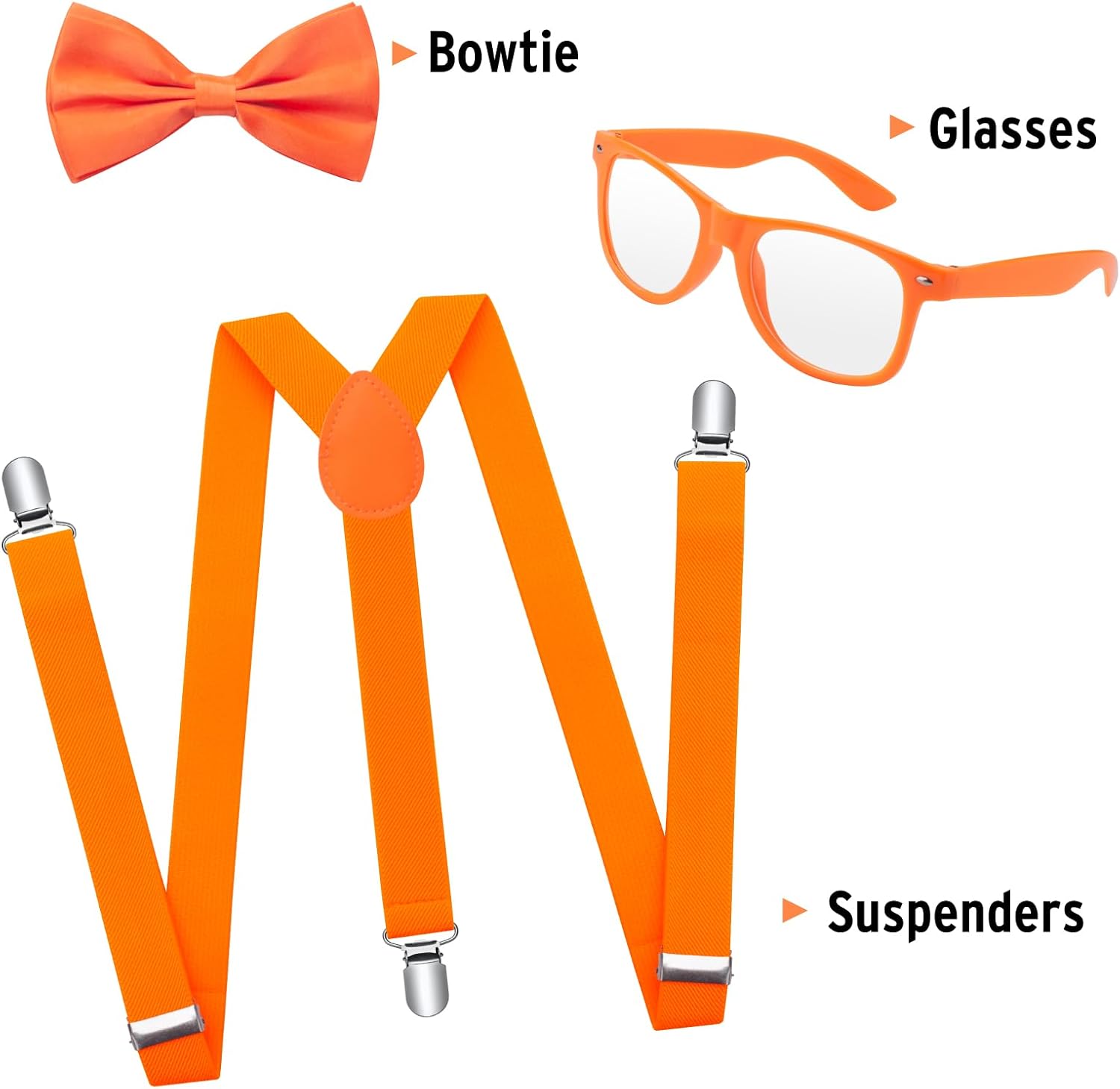 ONUPGO 80s Neon Suspenders Bow Tie Sunglasses Set for Men Women