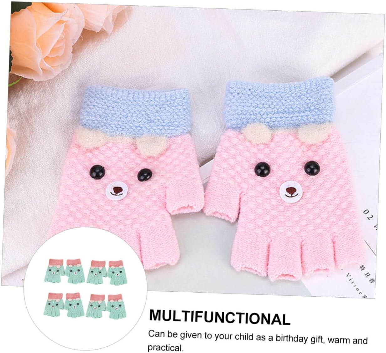 4-Piece Stretch Warm Fingerless Mitten Gloves for Boys