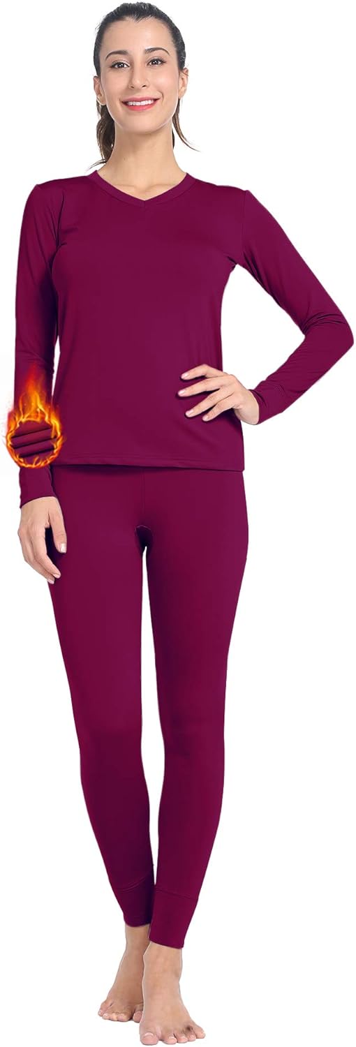 Subuteay Thermal Underwear Set Women Long Johns Fleece Lined