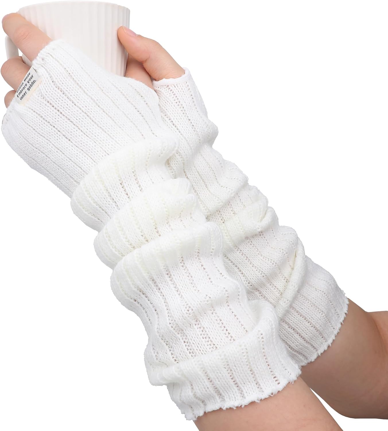 ZYIYER Womens Winter Gloves Long Soft Fingerless with Thumb Hole Cozy in Winter