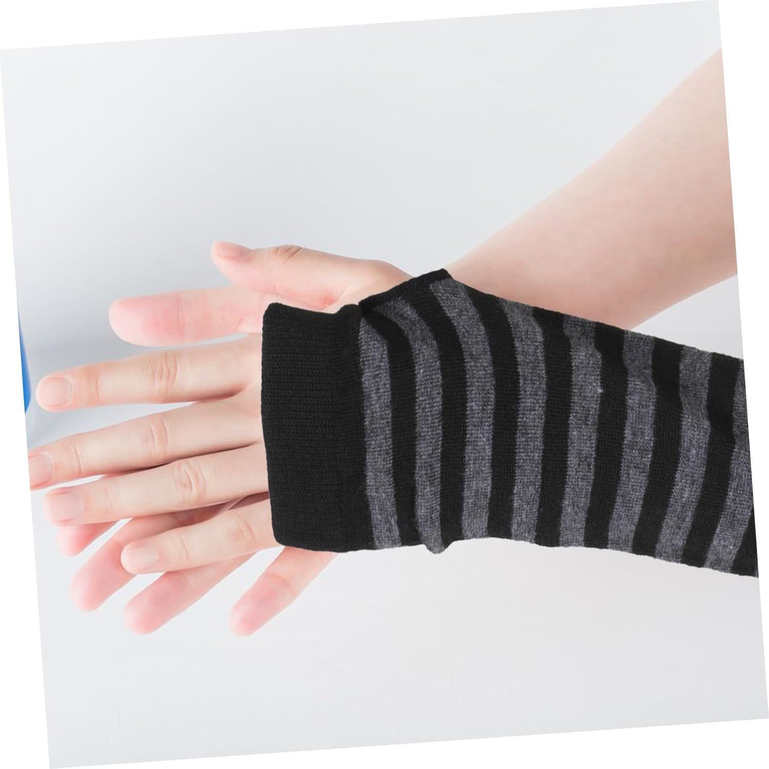 BESPORTBLE Women Fingerless Mittens Arm Warmers with Striped Design