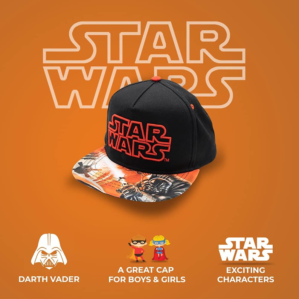 Disney Star Wars Darth Vader Flatbrim Baseball Cap for Boys Youth