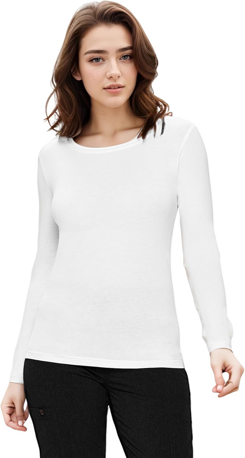 Natural Uniforms Womens Under Scrub Long Sleeve T-Shirt Crew Neck