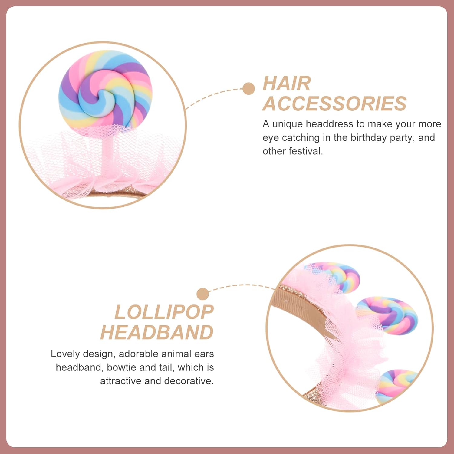 Stylish Lollipop Headband Childs Party Accessory Unique Design for Any Occasion