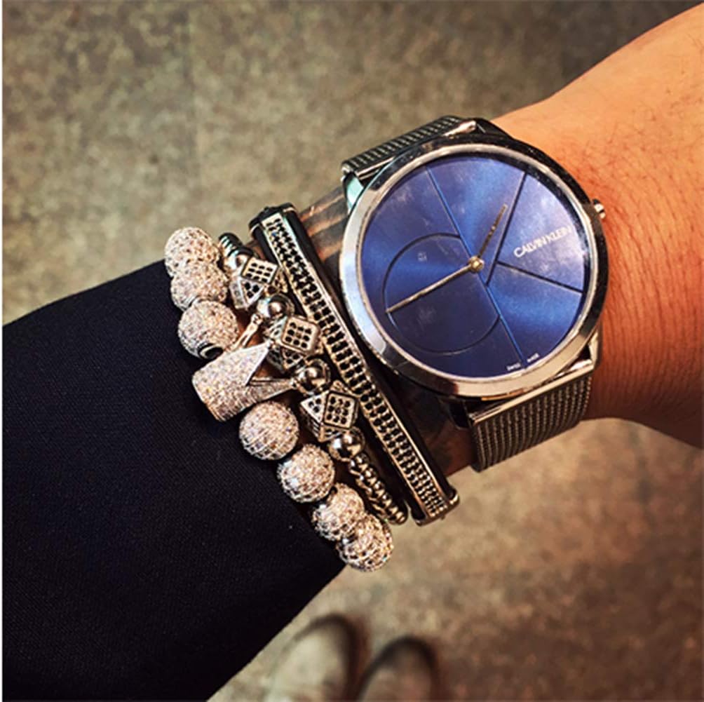 MAGIC FISH Luxurious Silver Crown Bracelet for Men