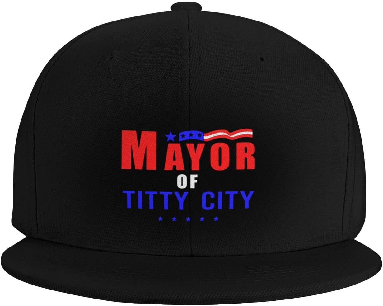 ZRCAIFU Mayor of Titty City Flat Bill Cap for Men Women