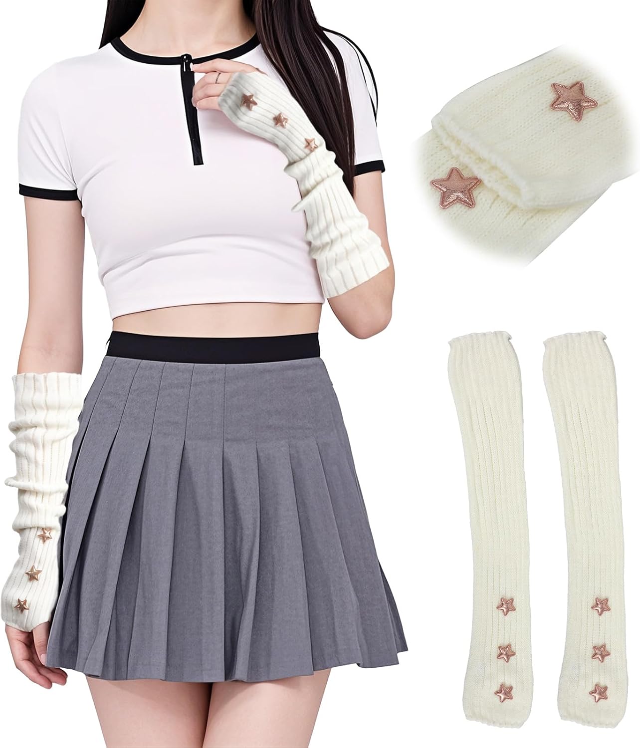 Y2K Womens Knitted ArmWarmers