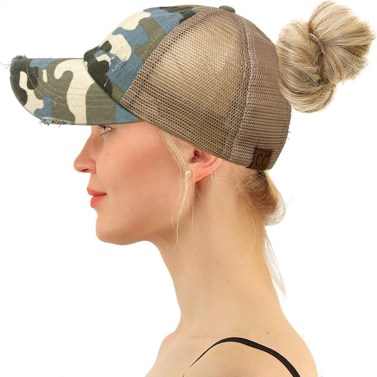 CC Adjustable Mesh High Bun Ponytail Cap