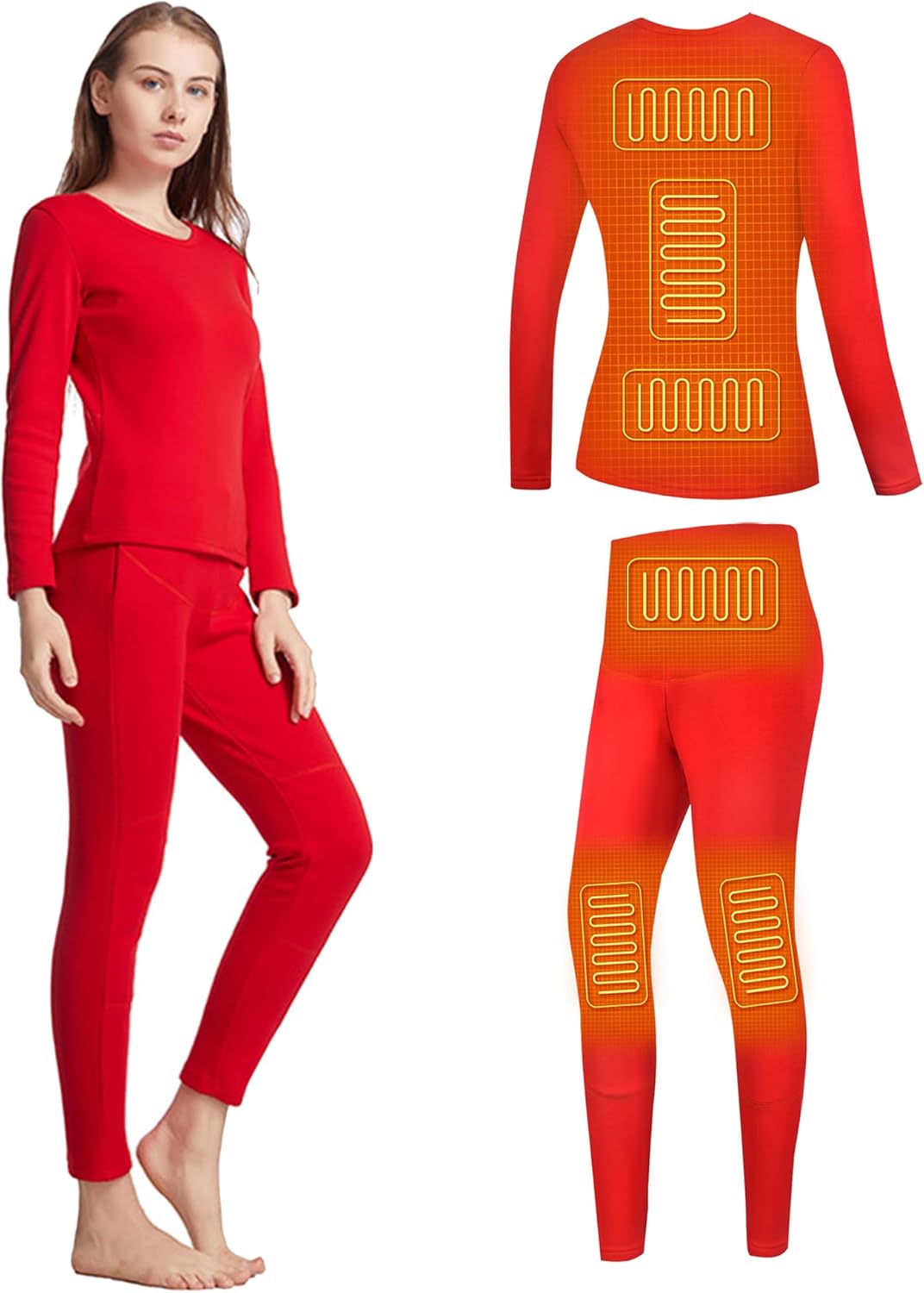 Womens Heated Underwear Set for Winter Warmth