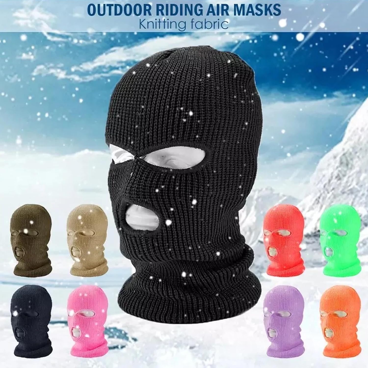 3 Hole Knitted Full Face Ski Mask for Men Women