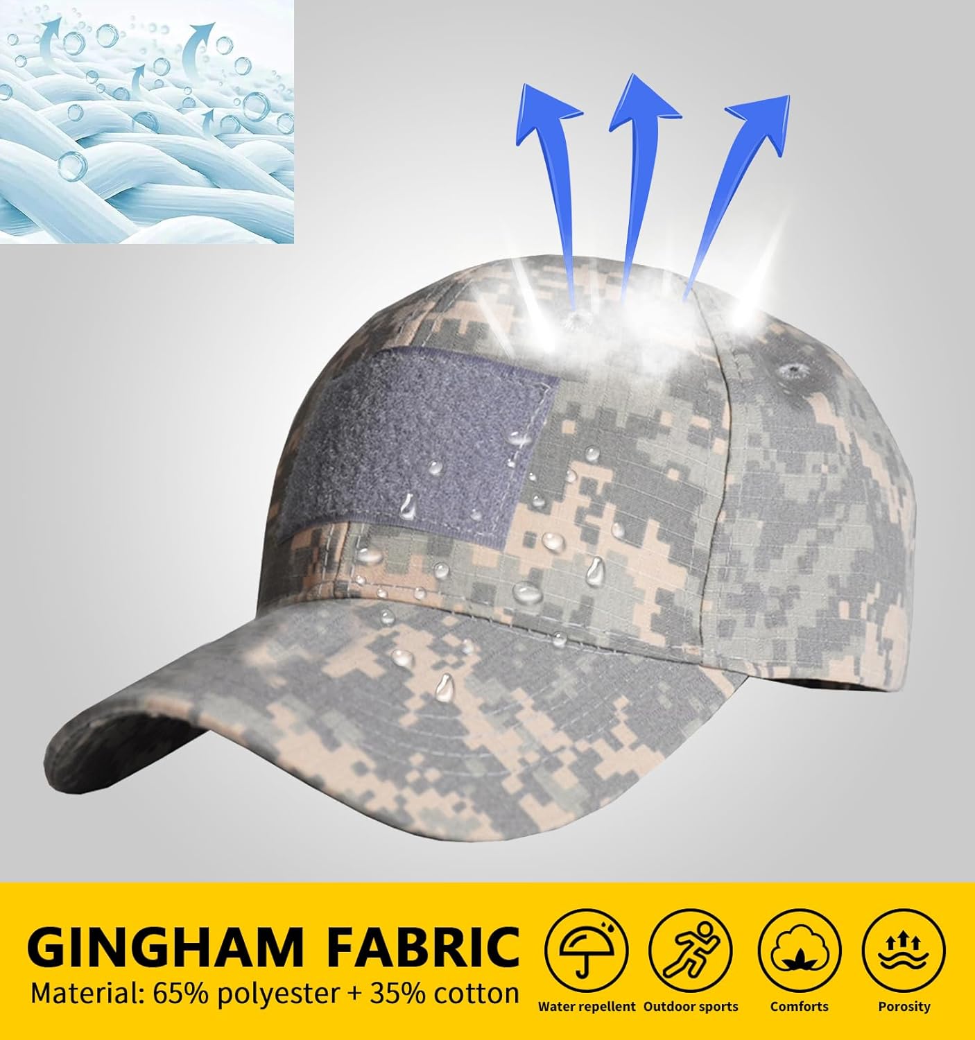 TACTICS ARMOR Tactical Camo Hat Adjustable Baseball Cap for Men and Boys