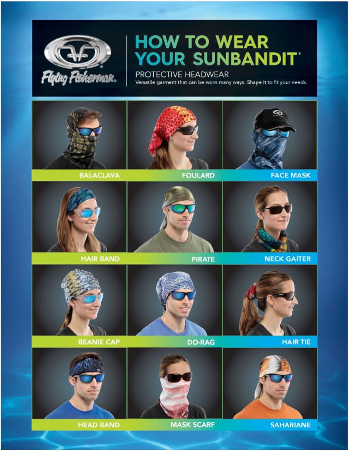 SunBandit Multi-Functional Face Mask Neck Gaiter 12-in-1 UV Protection