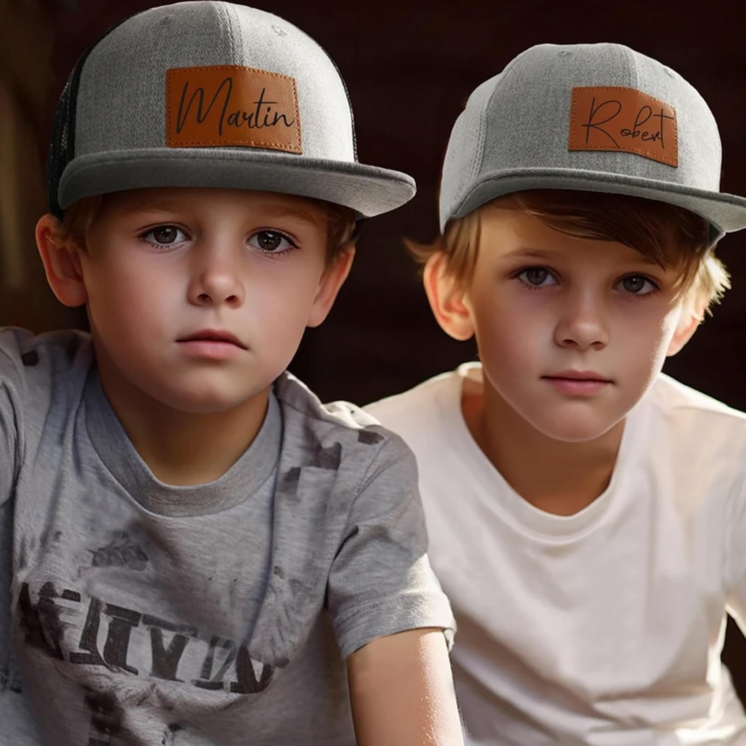Handmade Custom Toddler Leather Patch Hats - Personalized Dad And Me Accessories