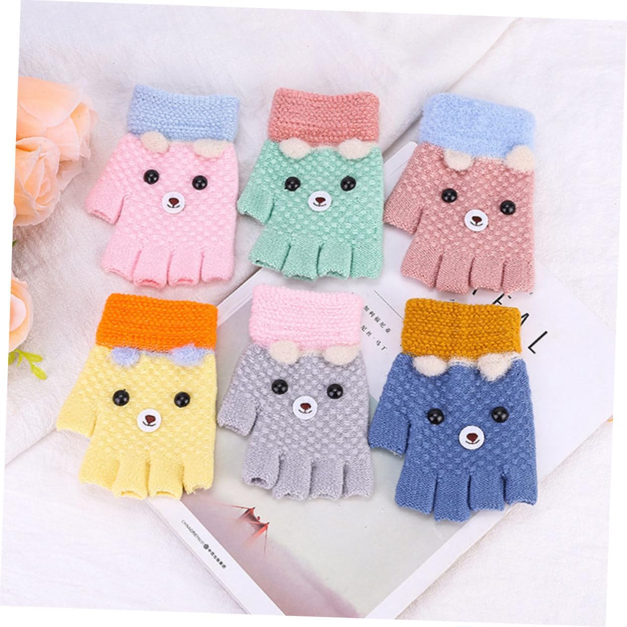 4-Piece Stretch Warm Fingerless Mitten Gloves for Boys