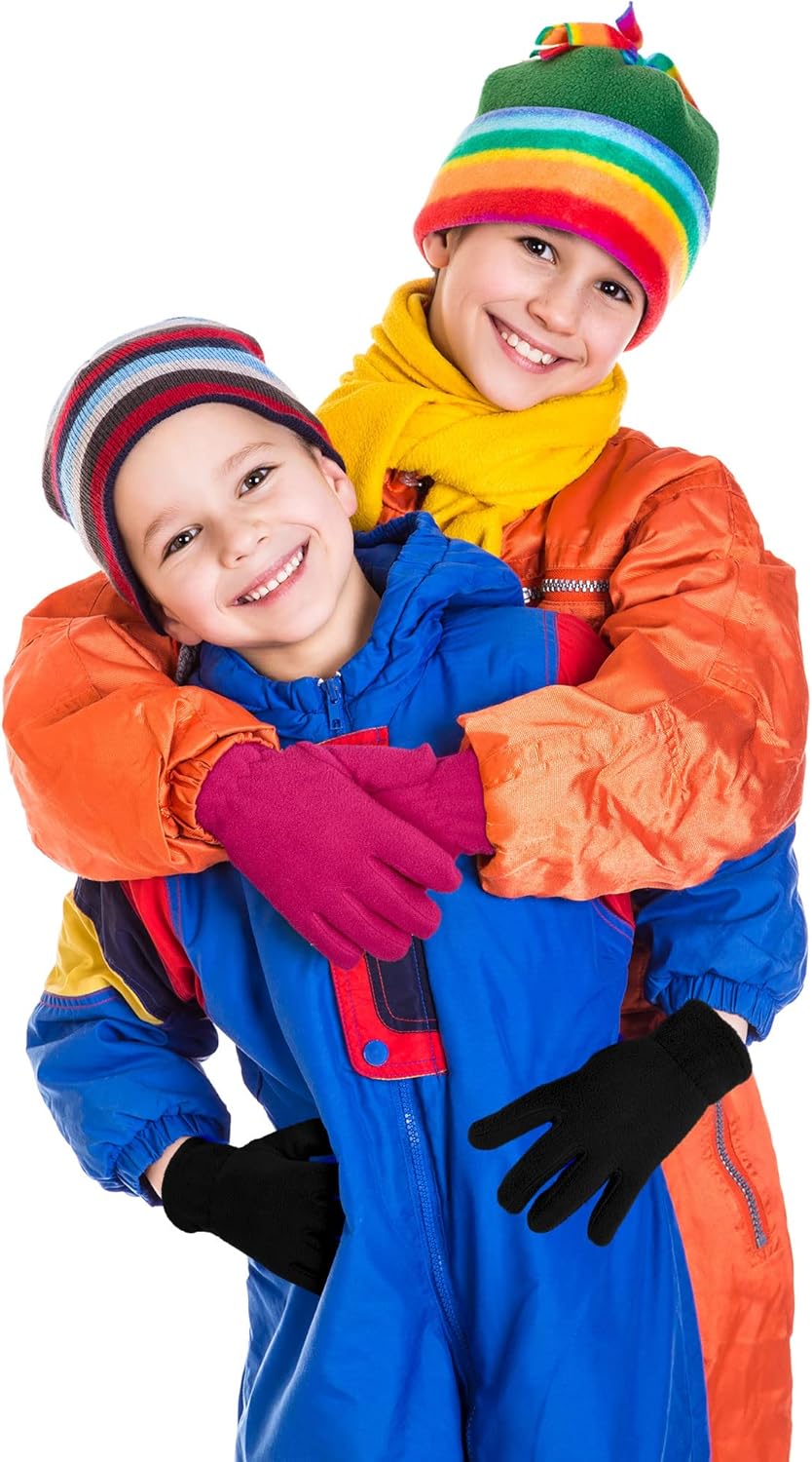 Geyoga 3 Pairs Kids Fleece Gloves