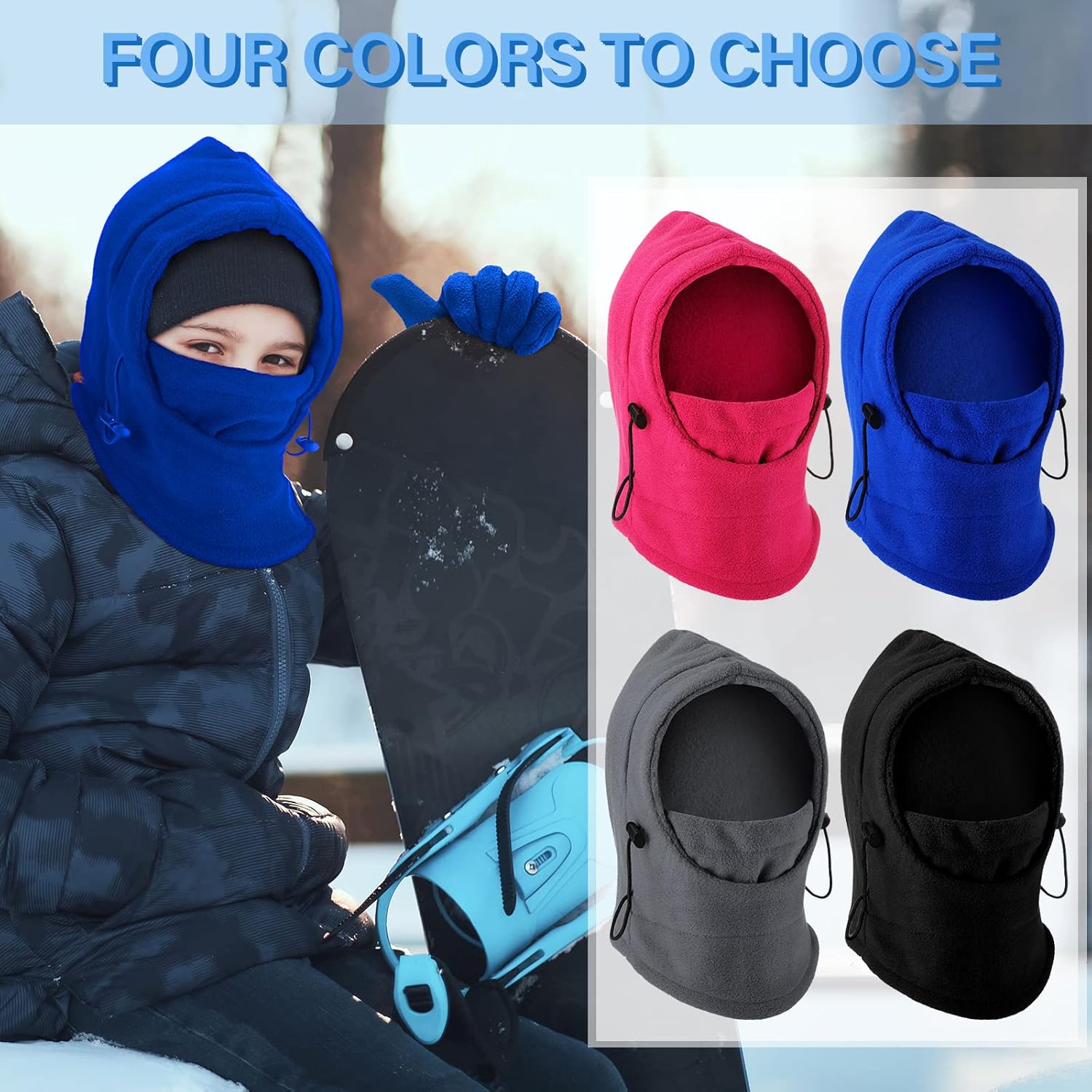 Handepo Kids Winter Gloves Set - Windproof Ski Mask for Neck Face Head