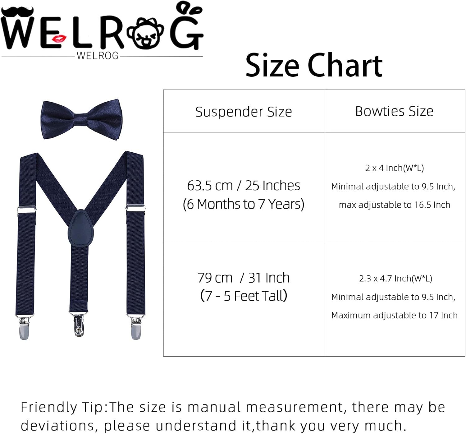 WELROG Kids Suspender Bow Tie Sets