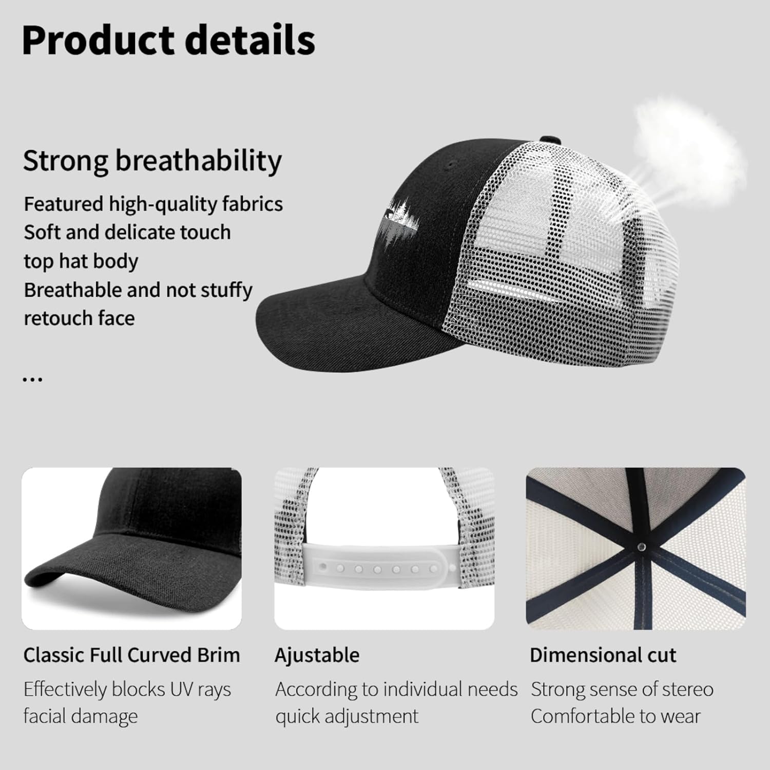 Trees Reflection Wildlife Bear Trucker Hat for Women