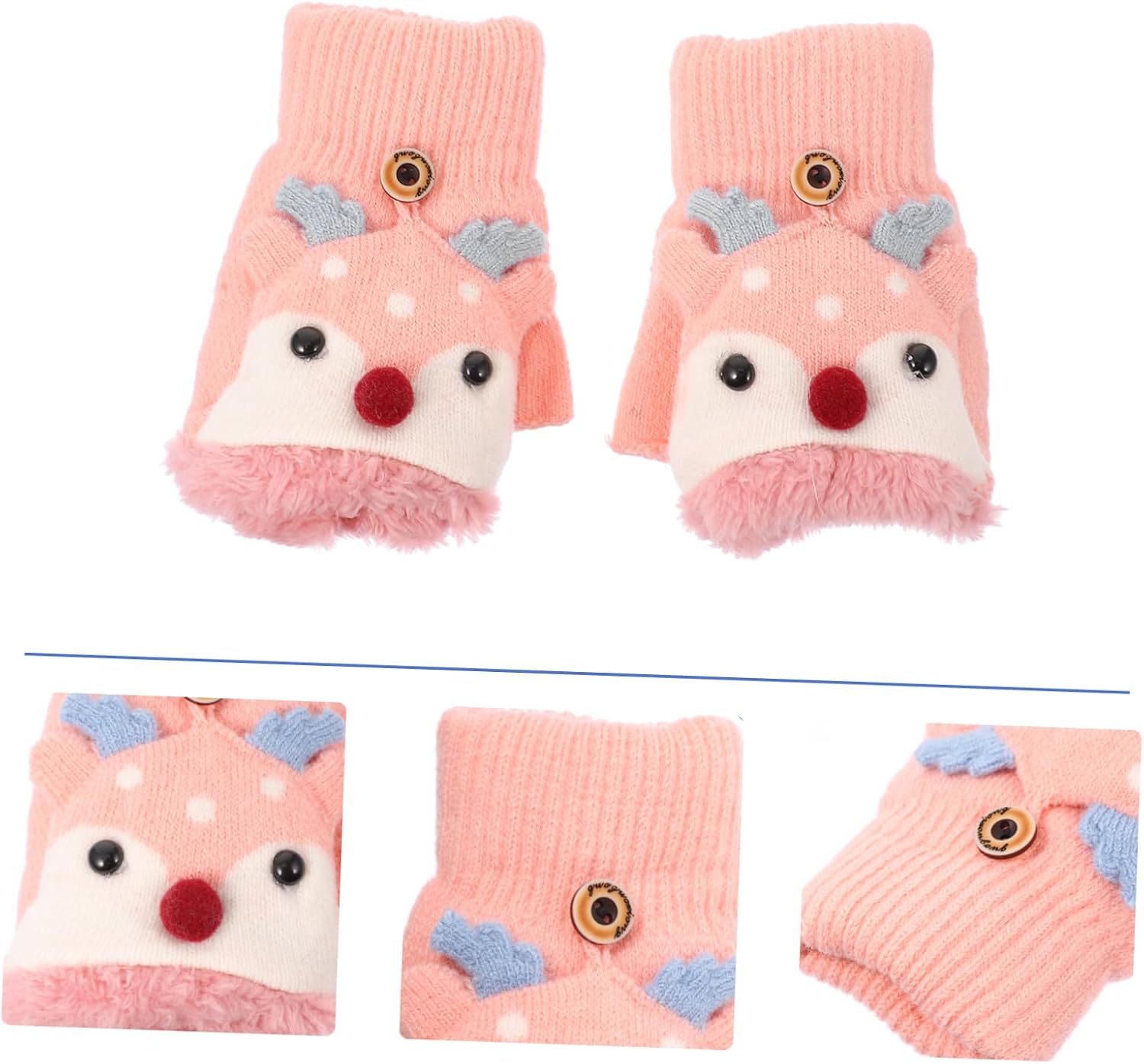 1-Pair Half Finger Woolen Gloves for Boys