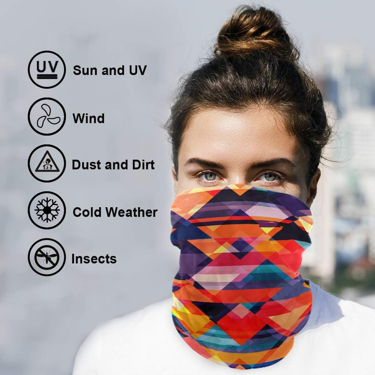 Unisex Balaclava Face Scarf with Colorful Mosaic Pattern