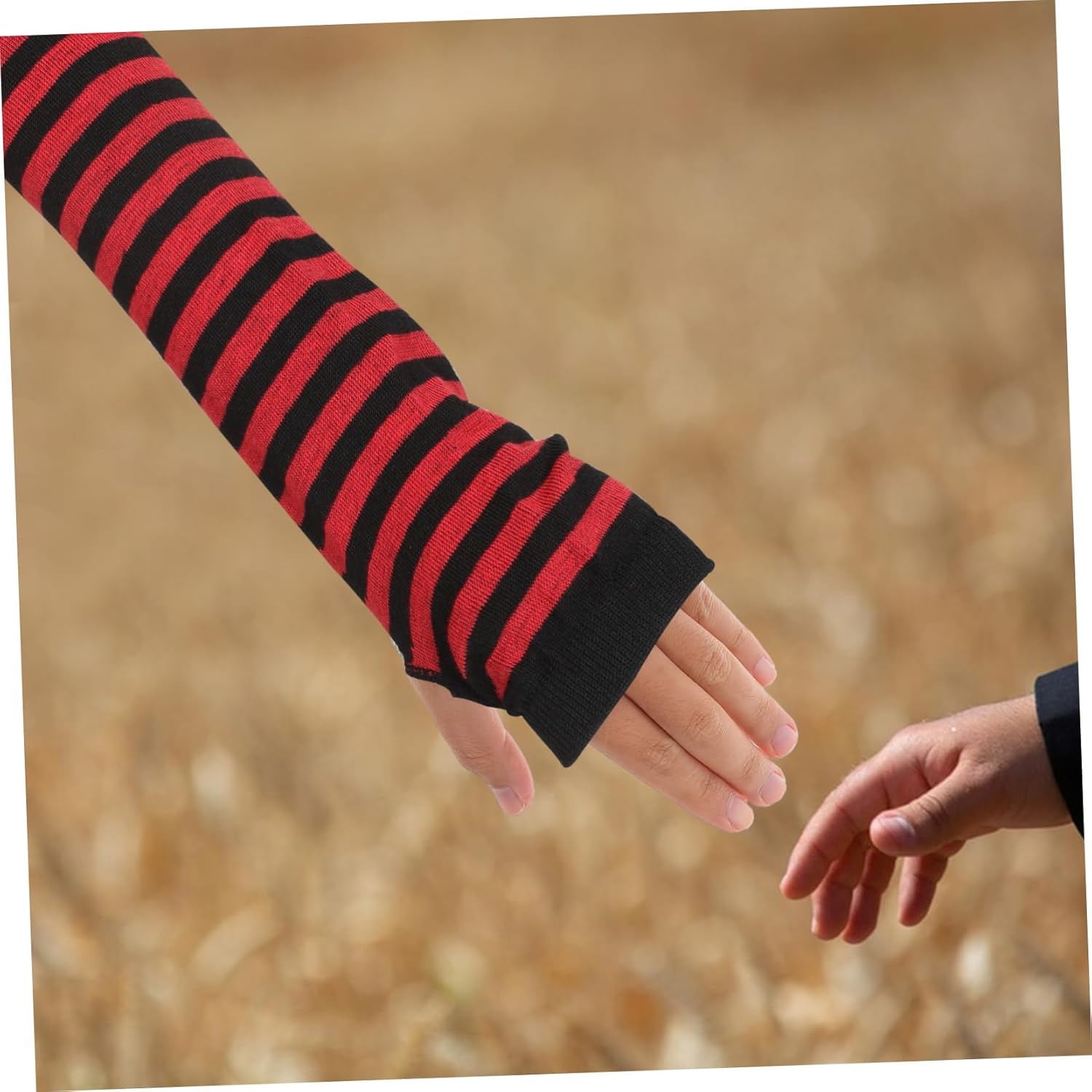 BESPORTBLE Women Fingerless Mittens Arm Warmers with Striped Design