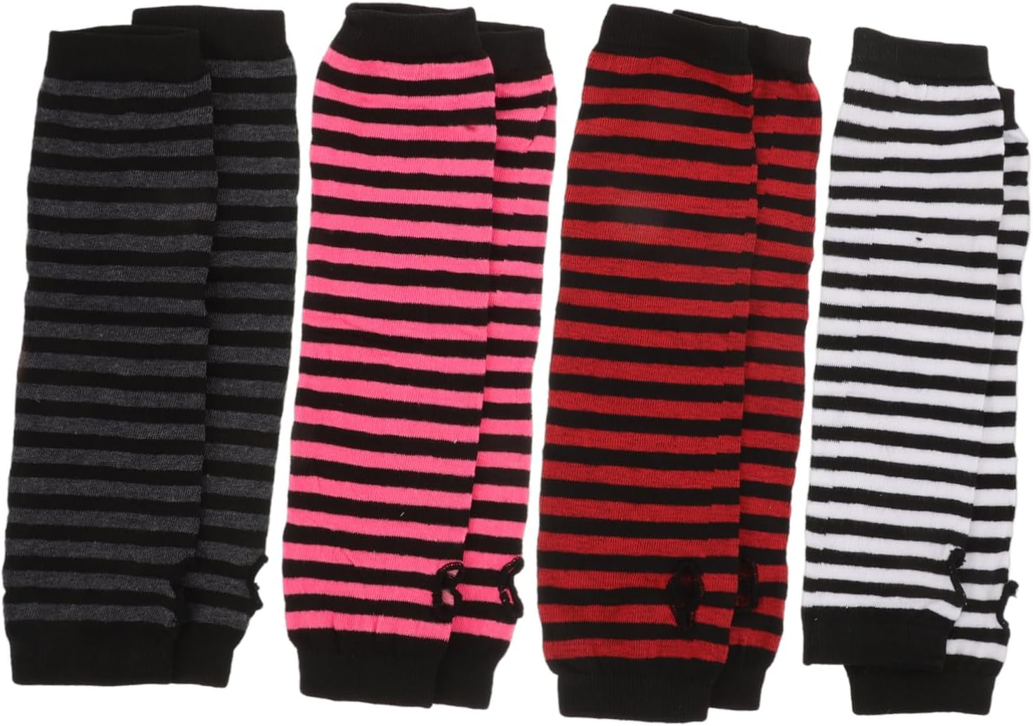 Women Fingerless Knitted Striped Arm Warmers for Winter