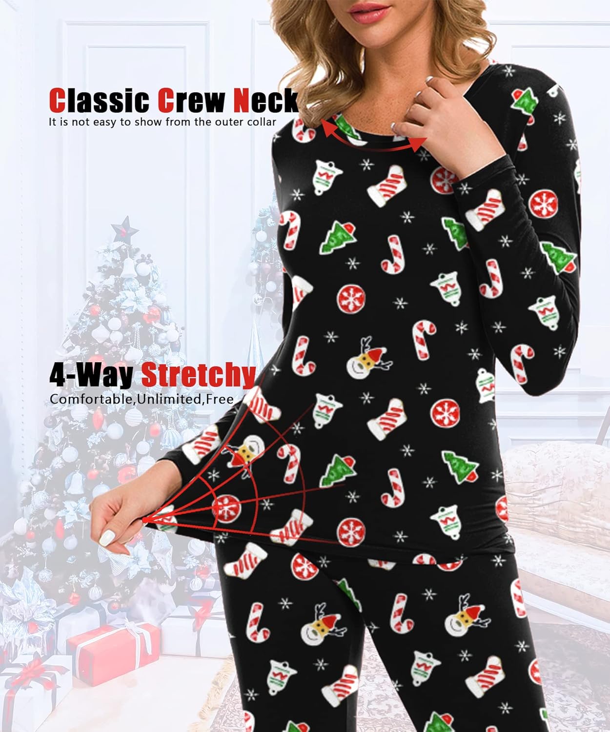 LOMON Christmas Thermal Underwear Set