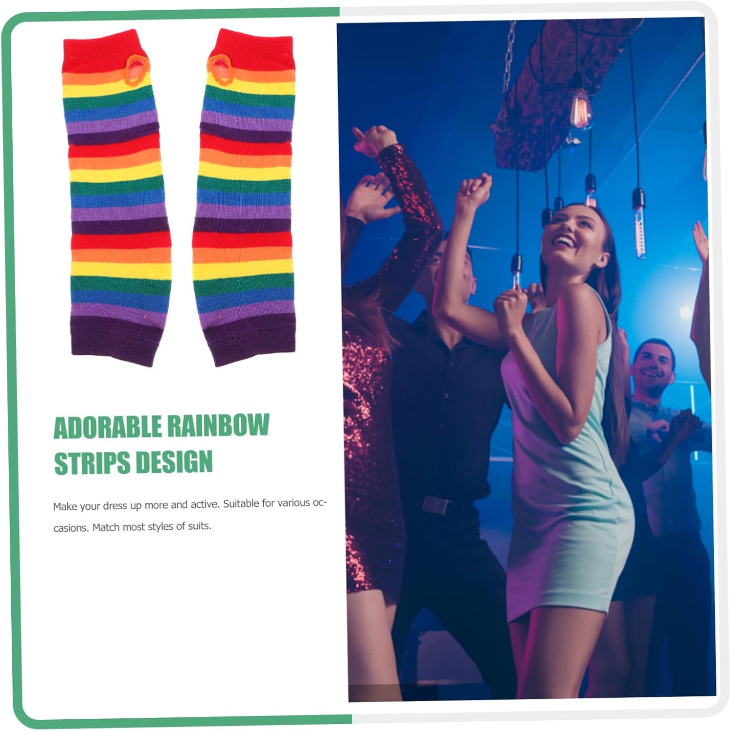 GALPADA Rainbow Warmer Arm Sleeves - Soft Thermal Gloves for Women and Kids