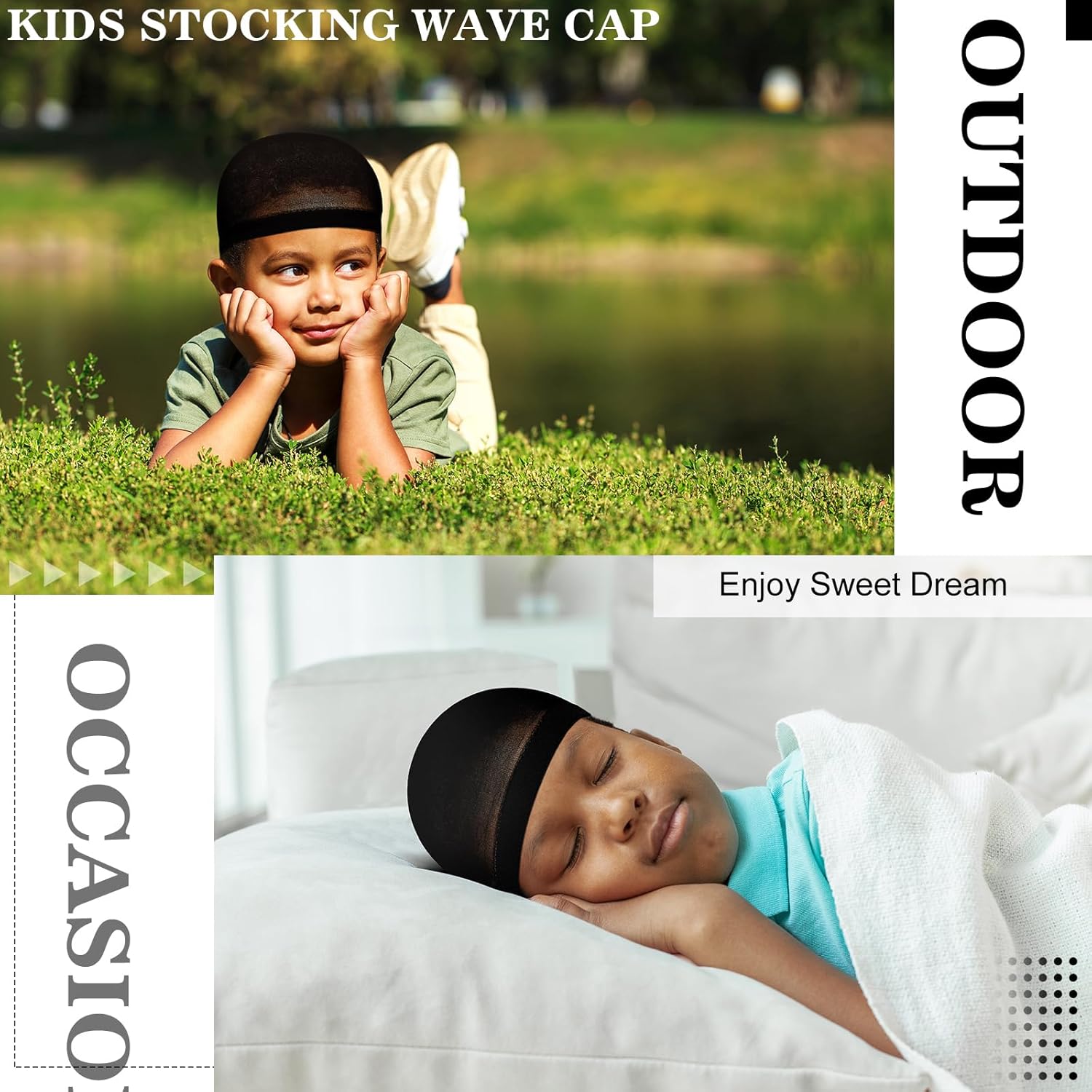 Toulite 12 Pcs Kids Stocking Wave Cap Stretchy Skull Cap
