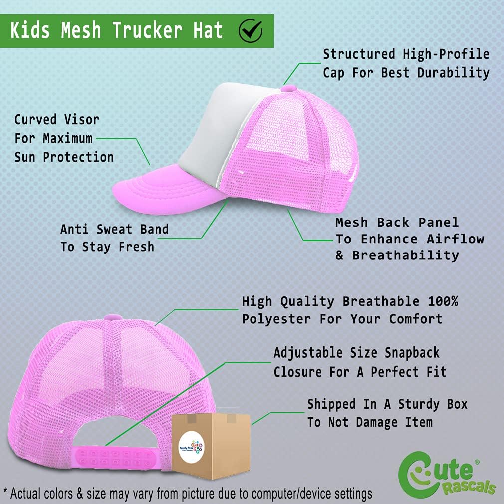 Cute Rascals Kids Snappy Trucker Hats with UV Protection