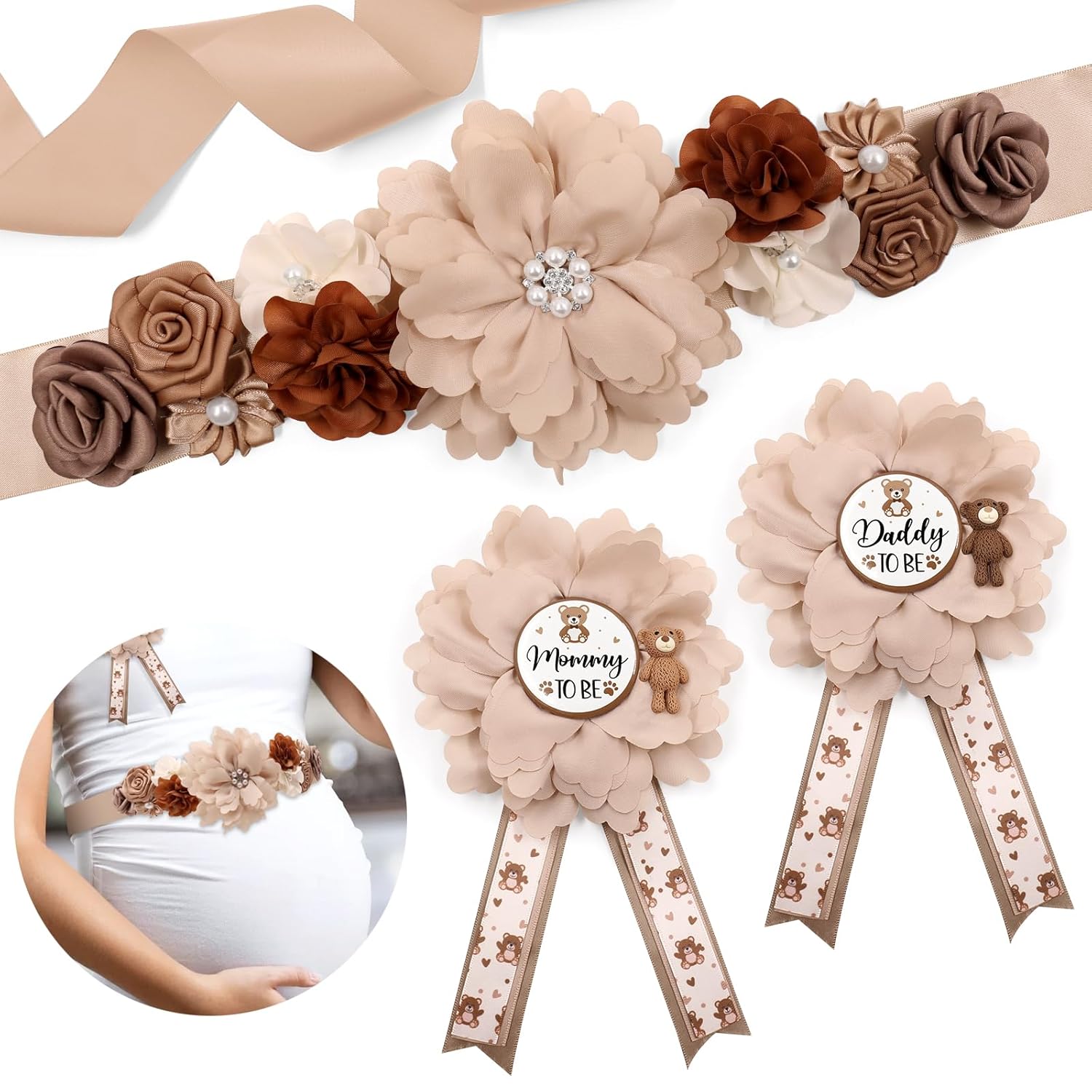 Vansolinne Teddy Bear Maternity Sash Kit