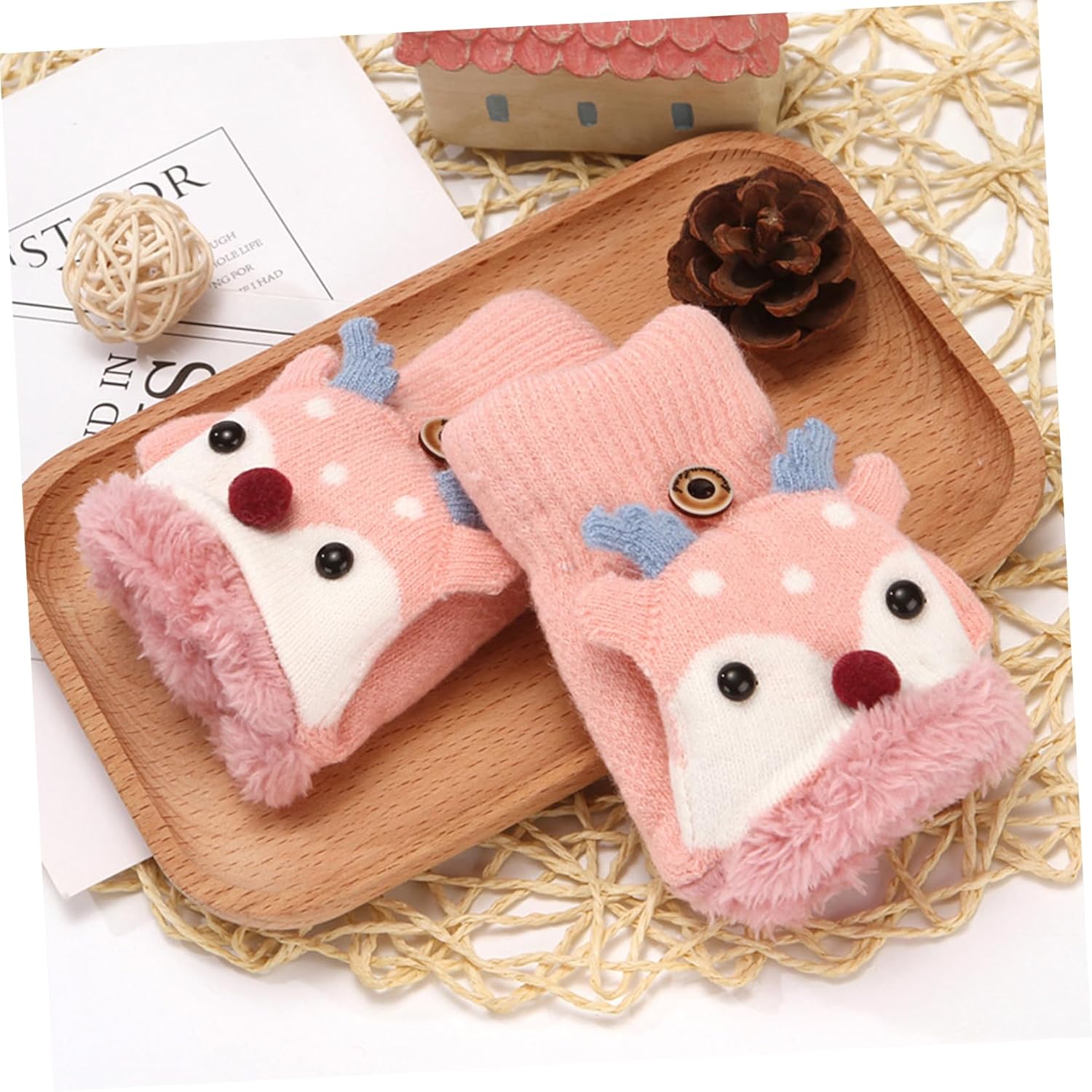 1-Pair Half Finger Woolen Gloves for Boys