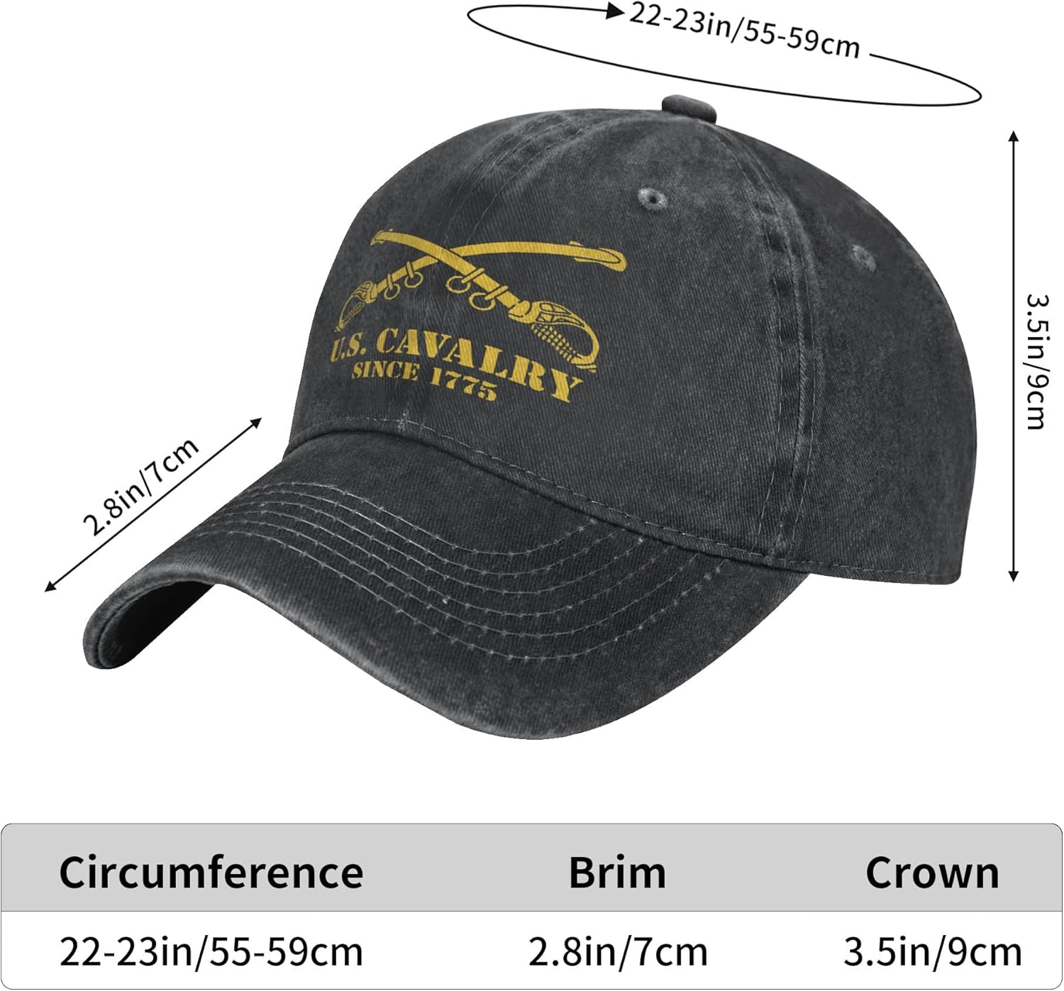 Outftnes Us Cavalry Army Branch Crossed Sabers Military Hat Adjustable Unisex Baseball Cap