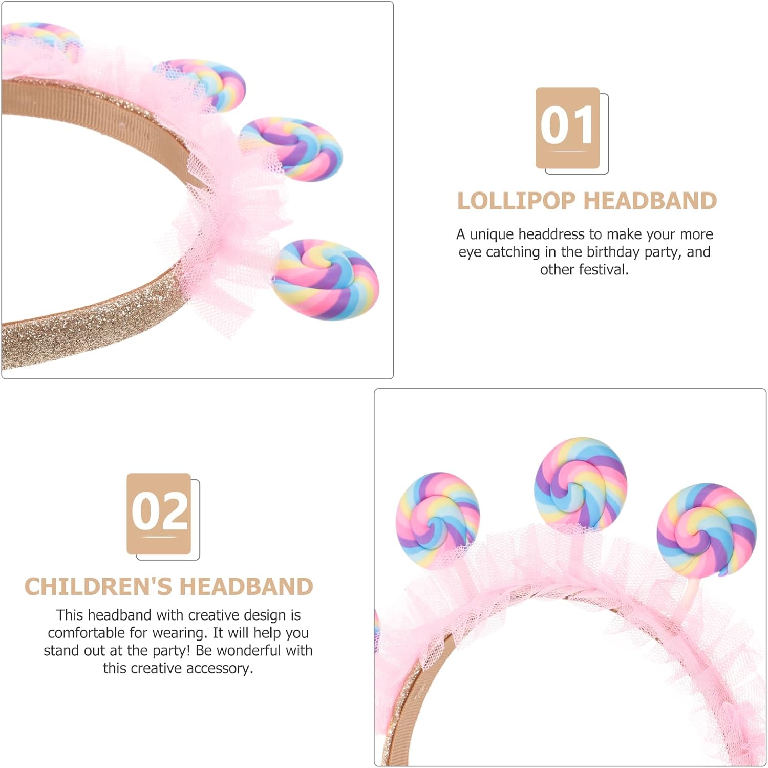 Stylish Lollipop Headband Childs Party Accessory Unique Design for Any Occasion