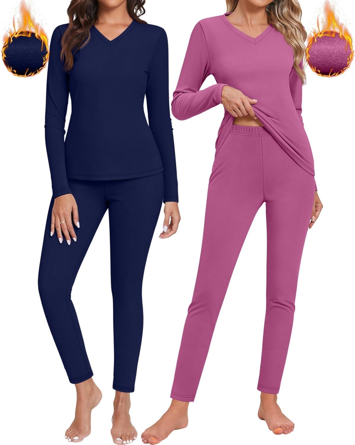 Perfect V-Neck Thermal Set for Women - Soft Warm and Stylish