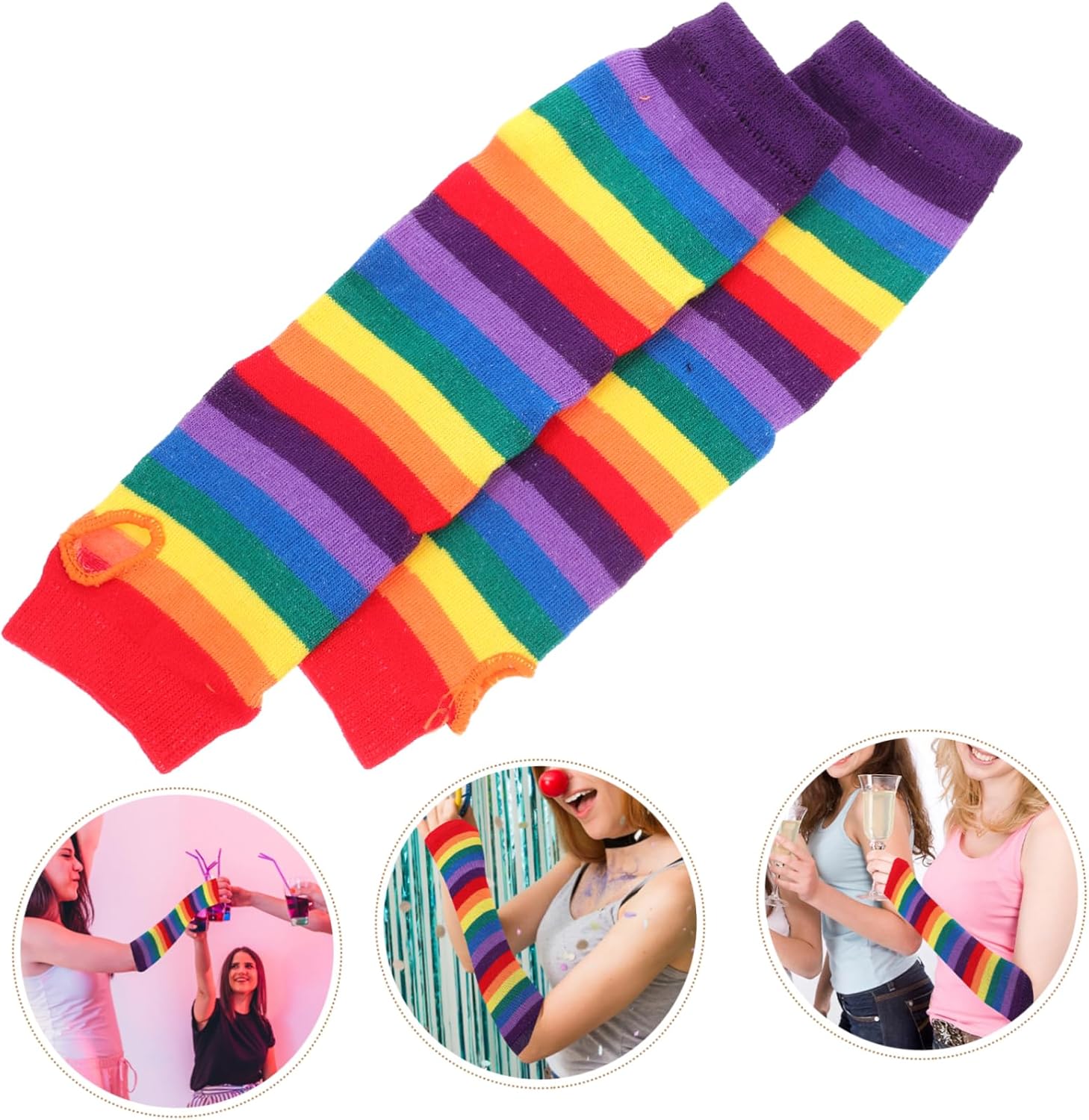 GALPADA Rainbow Warmer Arm Sleeves - Soft Thermal Gloves for Women and Kids