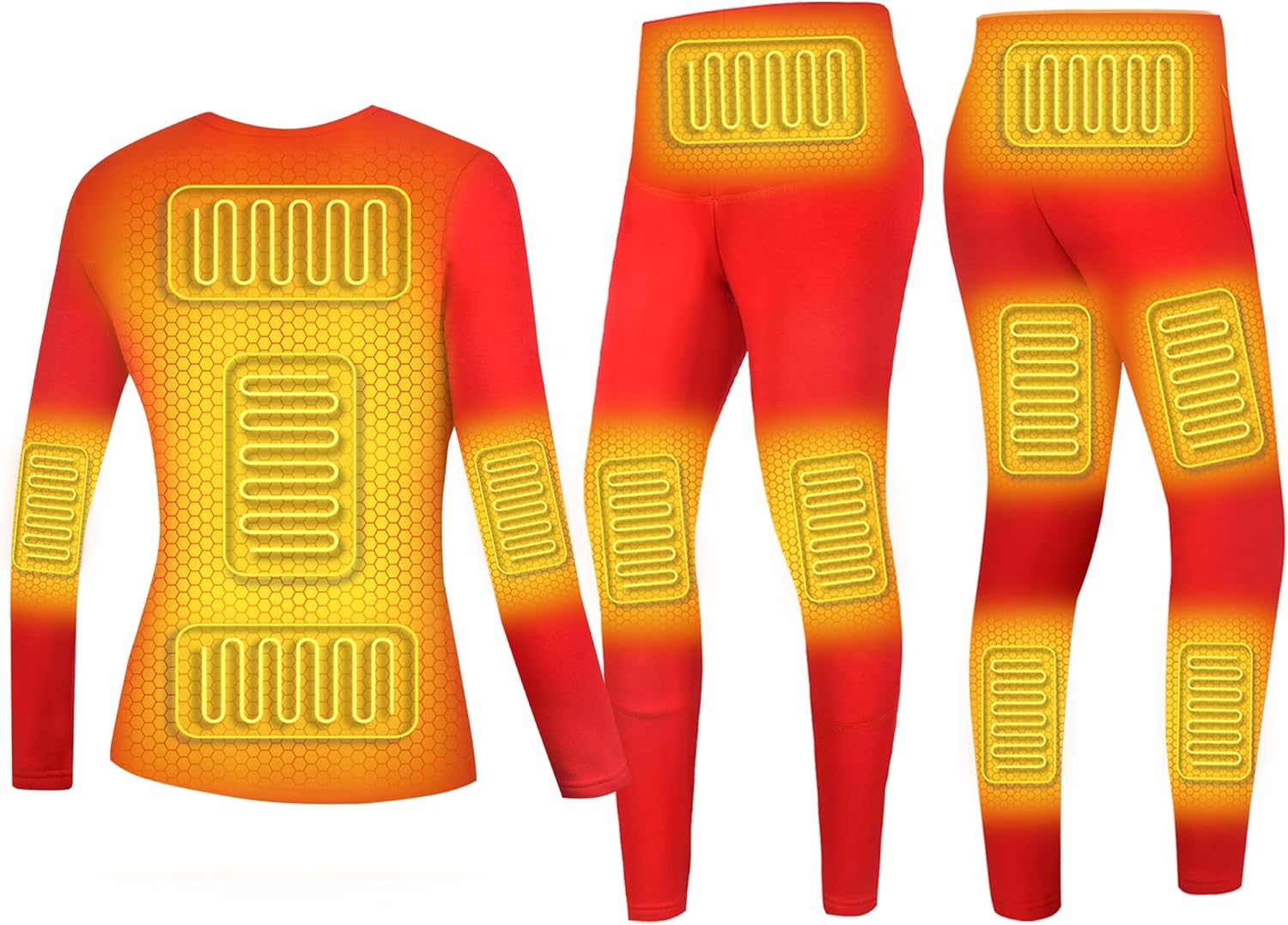 YANYNGS Heating Underwear Set Electric Fleece Liner Full Body Heating for HuntingSkiingCamping