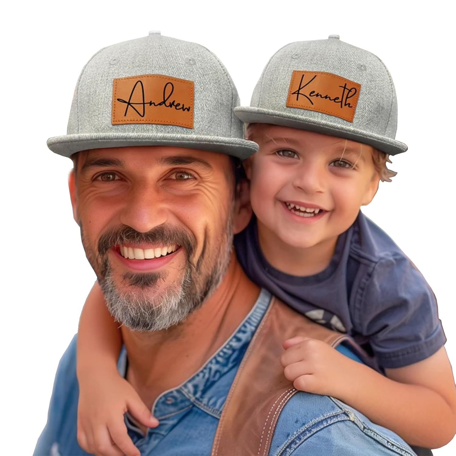Handmade Custom Toddler Leather Patch Hats - Personalized Dad And Me Accessories