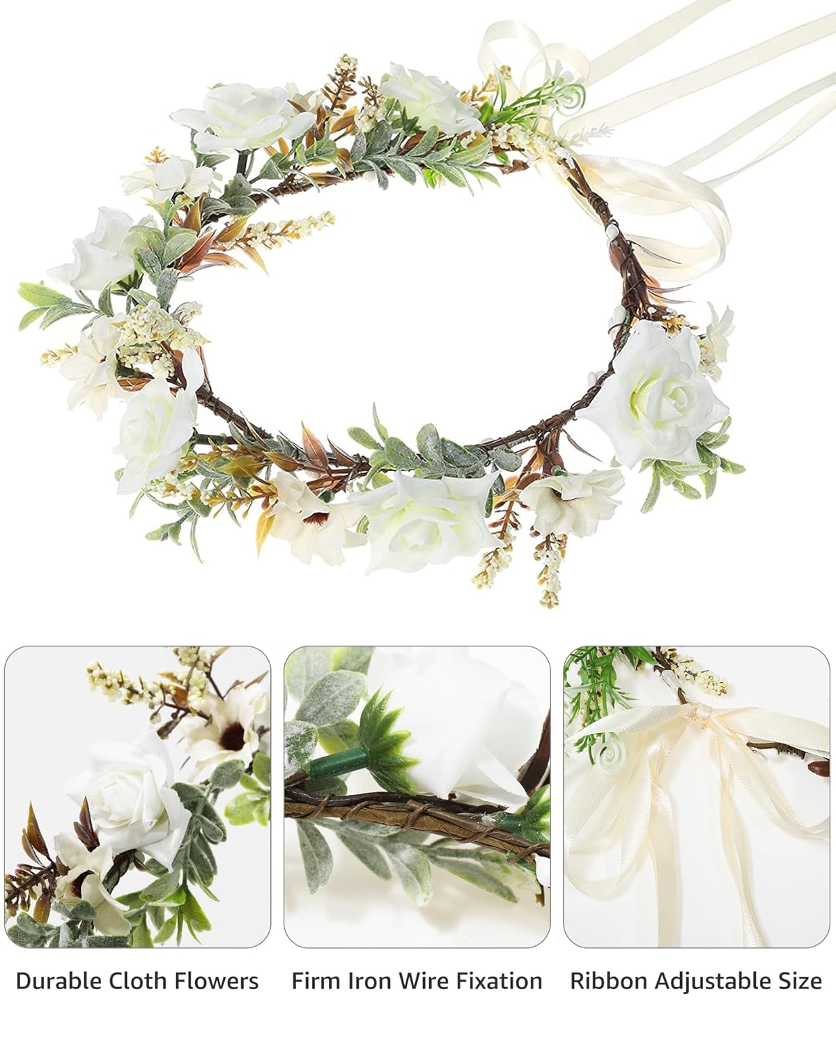 AWAYTR Floral Crown Headband