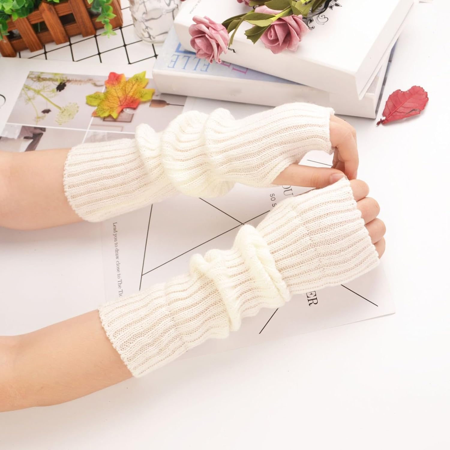 Moisturizing Knit Cashmere Gloves for Women