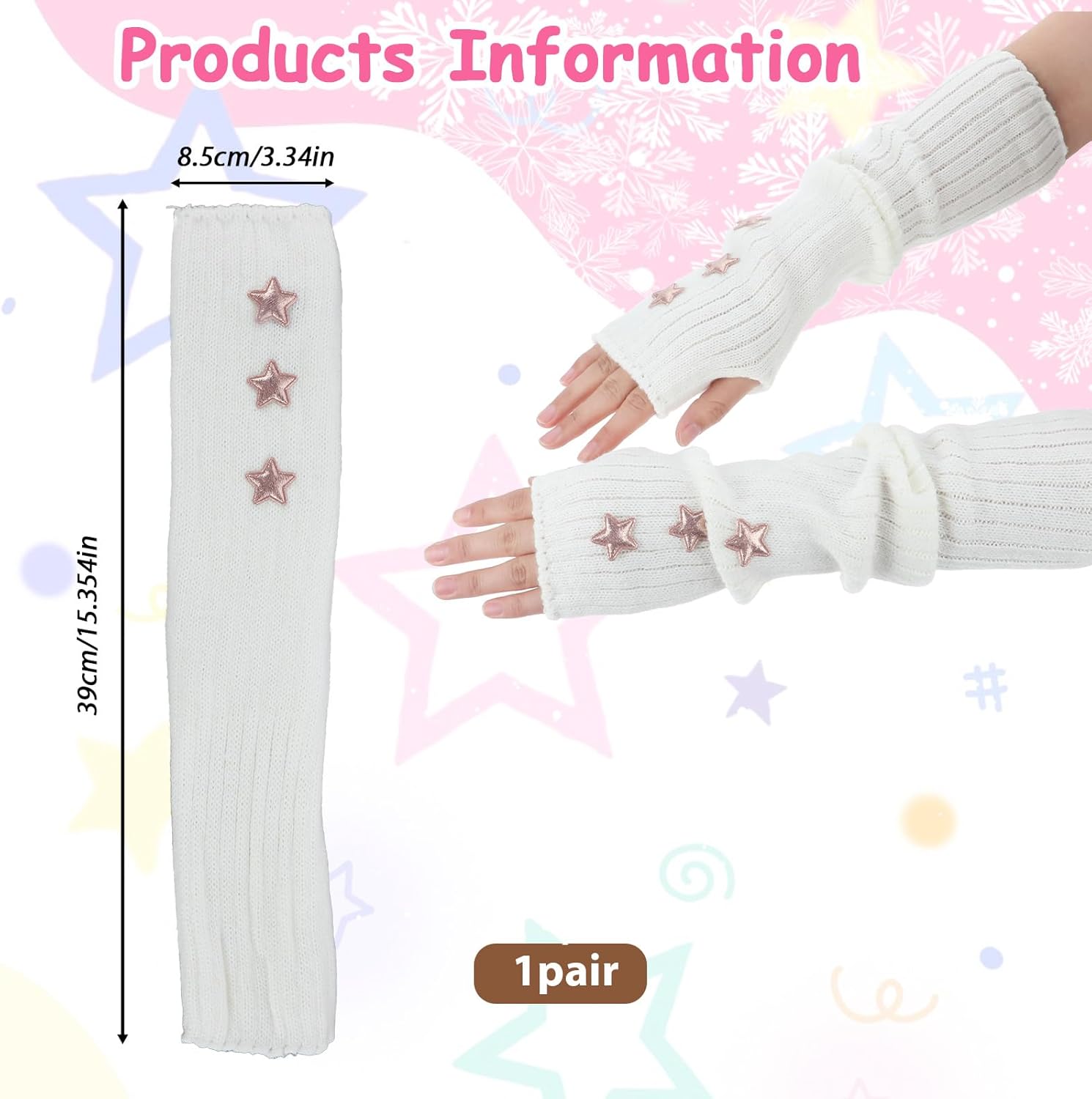 JJUNW 2Pcs Star Arms Warmers
