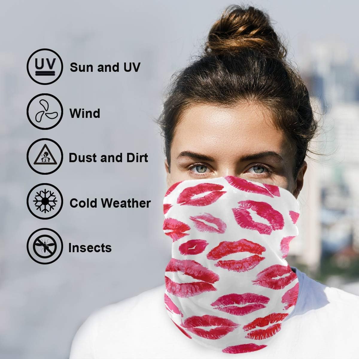 My Little Nest Balaclava Face Scarf Cover Pink Red Lips Print