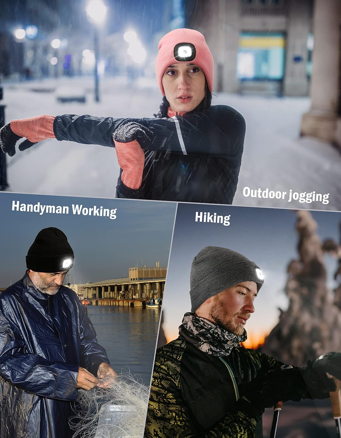 MELASA LED Beanie Hat with Light for Winter