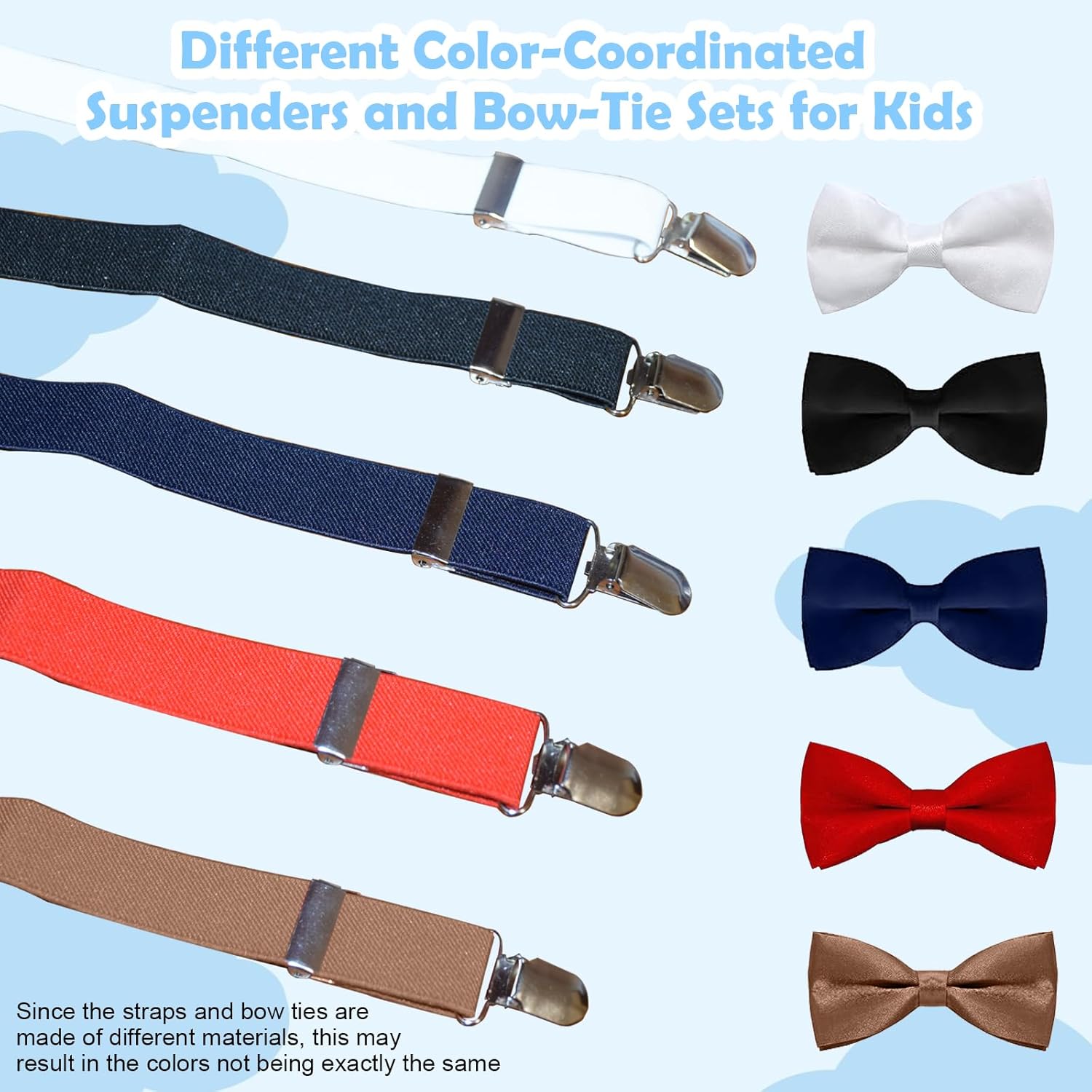 Adjustable Bow Ties and Suspenders for Boys Set