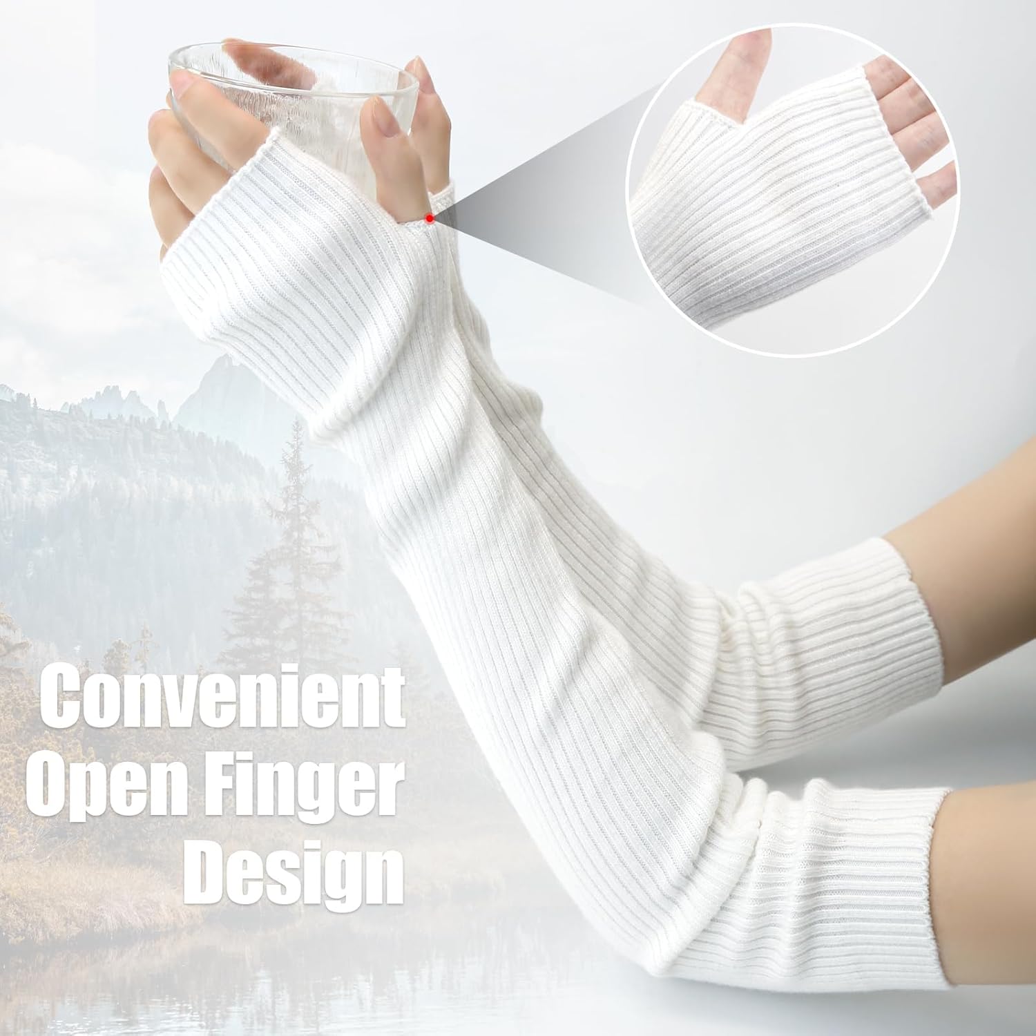 Fingerless Cashmere Soft Warm and Stretchy Womens Gloves for Cold Weather