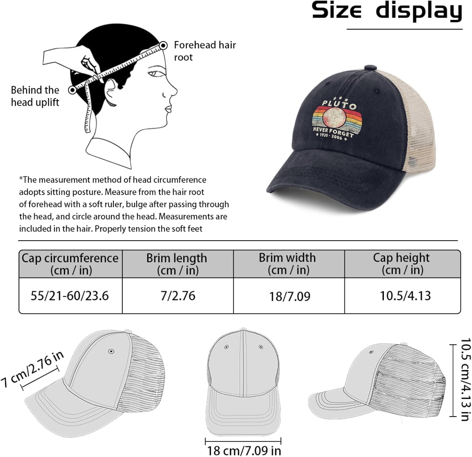 Never Forget Plutos Retro Style Funny Trucker Hat